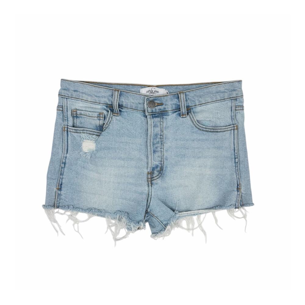 Carly Jean CJLA Clementine Button Fly Distressed Cut Off Light Wash Denim Shorts